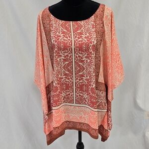 Vince Camuto women M long sleeve shirt blouse boho overlay cruise vacation.